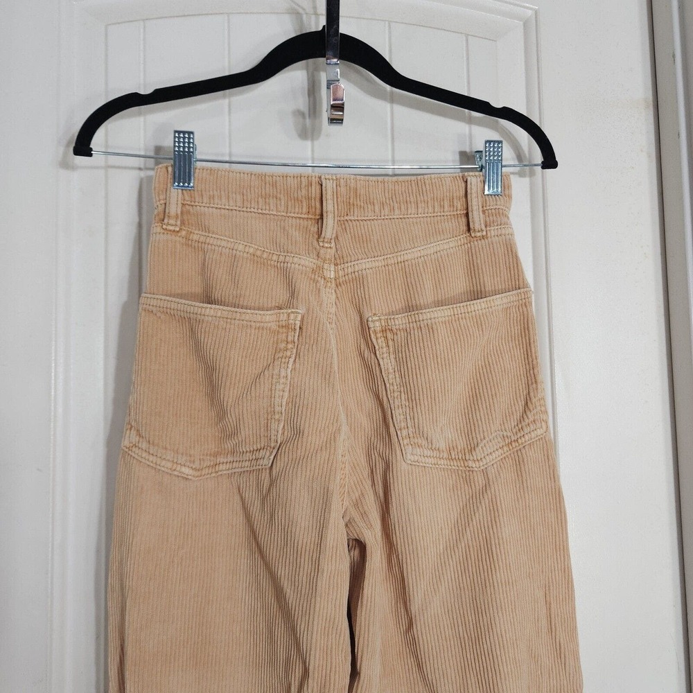 BDG High & Wide Corduroy Pants Womens 24 Light Brown 100% Cotton Pockets Zip - Picture 4 of 13